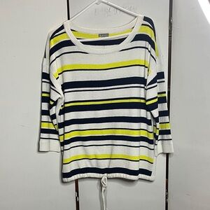 Talbots Women's Striped Terry Cloth Shirt White, Navy, Yellow NWT